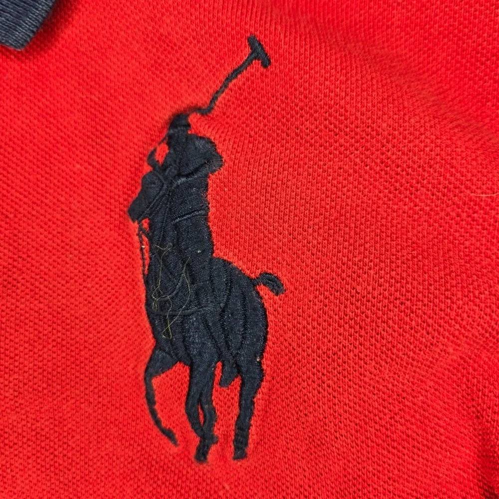 Ralph Lauren Polo Shirt Kids Boys M (10-12) American Flag Patch Colorblock